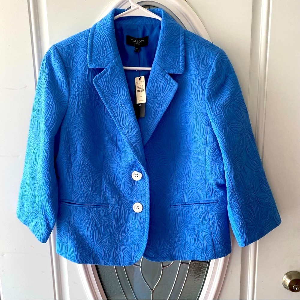 NWT Talbots blazer Blue one button. SZ 12P - Picture 9 of 14